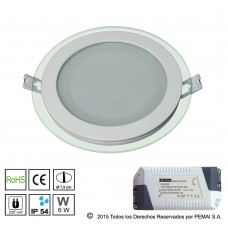Serie L  Ø 10 cm 6 Watt con Borde de Cristal emisor de luz horizontal - Blanco Neutro